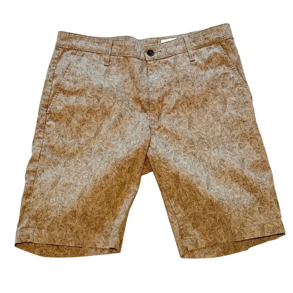AG Adriano Goldschmied Griffin Relaxed Shorts Mens 32 Tan Brown Geometric Print